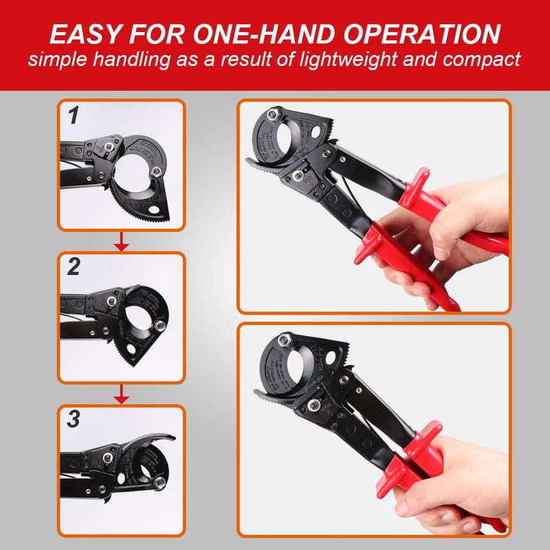 LUBAN Ratchet Cable Cutter, Heavy Duty Wire Cutter for Aluminum Copper Cable up to 240mmÂ², Ratcheting Wire Cutting Hand Tool - Image 5